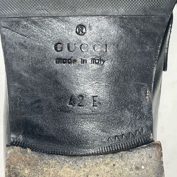 GUCCI MEN'S BLACK LEATHER LOAFERS DRESS SHOES SIZE EU 42 E - Picture 4 of 8